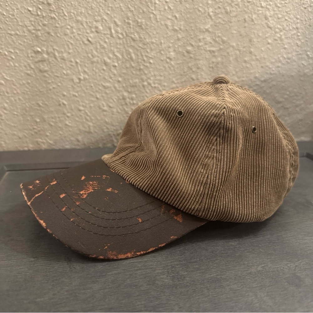 Dorfman Scala Brown Corduroy Hat Distressed Vintage Cap Adjustable